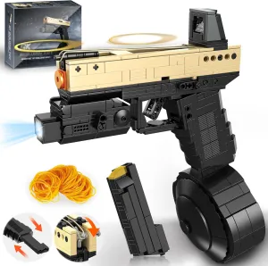 Fluorspar blaster Building Block Gun for Adults, 1: 1 Pistol Building Set for Boys Age 14  Model Gun That Shoot Rubber Band DIY Assembling, Collectible Gift for Toy Lovers, 888Pcs