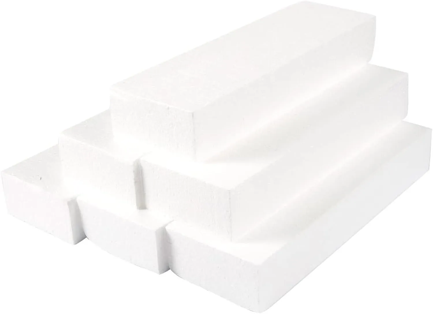 Foam Blocks for Crafts - 12x4x2" Polystyrene Brick Rectangles for Art Sculpting, Flower Arrangements, DIY, Packing - Foam Block 6 Pack