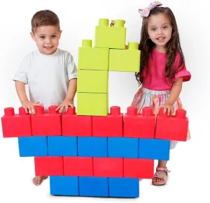 Foam Building Blocks | Large Size | 24-Piece Set | Creative and Educational Toy for Kids Ages 3 Max