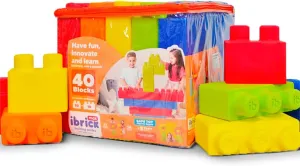 Foam Building Blocks | Large Size | 40-Piece Set (30 with 2 Pivots   10 with 3 Pivots) | Creative and Educational Toy for Kids Ages 3 Max