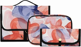 Foldable Hanging Travel Toiletry Organizer Set 3-Piece with Cosmetic Bag & Brush Holder - Heart (7)