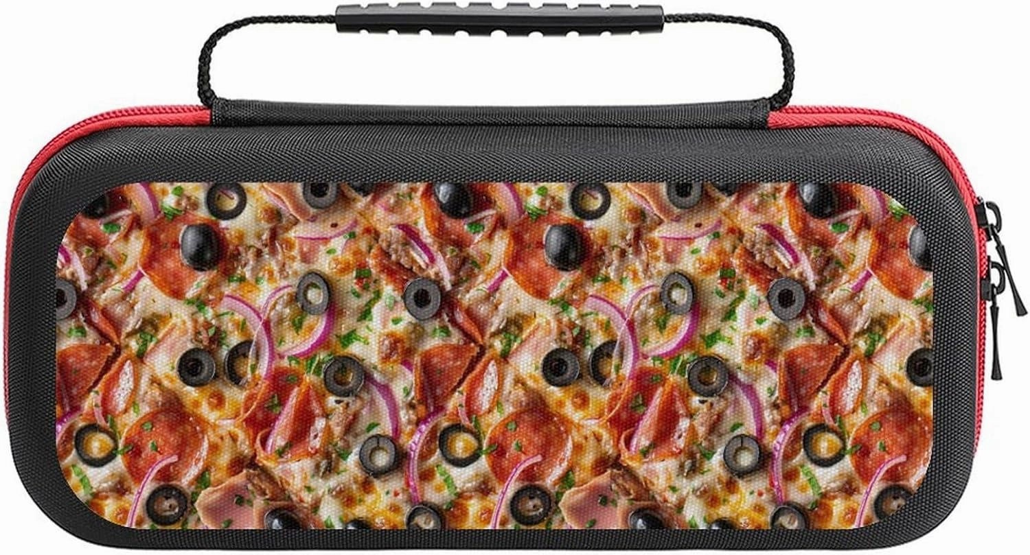 Food Pizza Carrying Case Compatible with Switch/Switch Lite Protective Hard Shell Travel Carrying Case Pouch