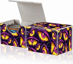for MTG Commander Deck Box,Card Deck Box for Trading Yugioh MTG,Fits 100 Double Sleeved Cards,PU Leather Strong Magnet Case for Magic Commander TCG CCG,Funny Purple Eyes