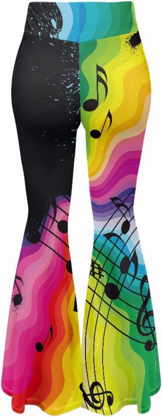 Forchrinse Music Piano Flared Pants for Women Wide Leg Pants Stretchy Yoga Leggings Bootcut Causal Pazallo Pants,XS-2XL