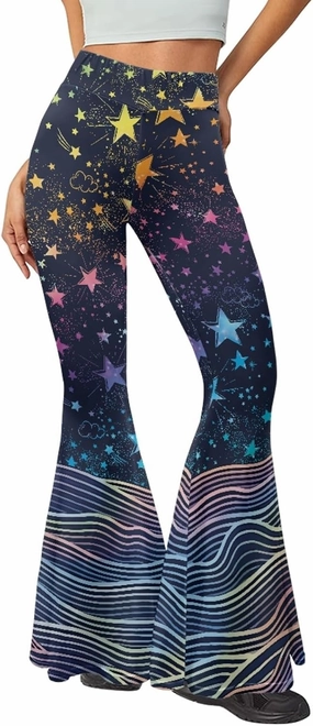 Forchrinse Music Piano Flared Pants for Women Wide Leg Pants Stretchy Yoga Leggings Bootcut Causal Pazallo Pants,XS-2XL