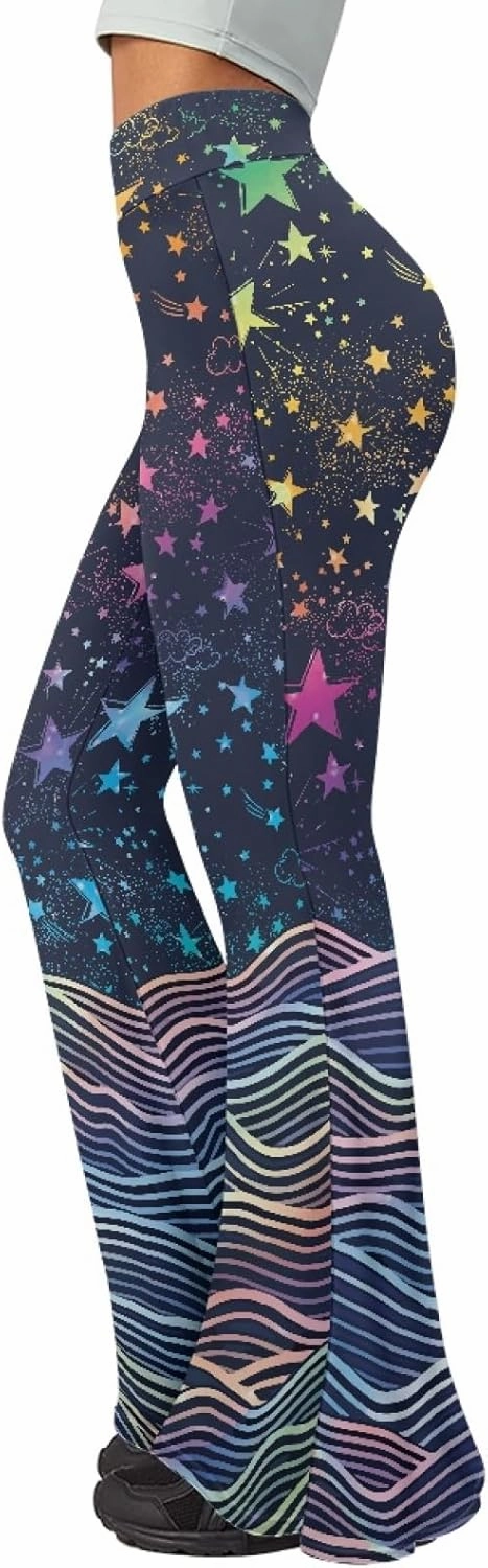 Forchrinse Music Piano Flared Pants for Women Wide Leg Pants Stretchy Yoga Leggings Bootcut Causal Pazallo Pants,XS-2XL