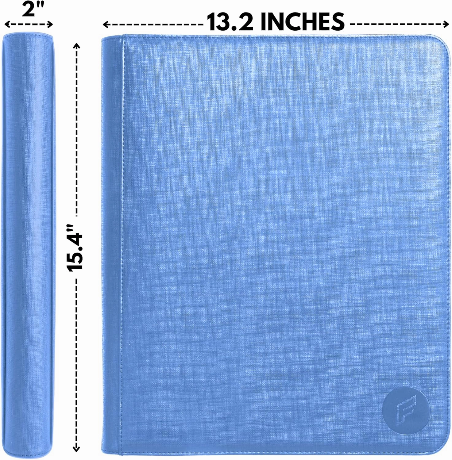 FORZAROCKET Toploader Binder, Holds 252 Cards in Toploaders, 8 INCLUDED, Waterproof PU Leather, Ringless Double-Sided Pages, Archival Safe Pockets, Pleasurable Inner Lining (9 pocket, Sky Blue)