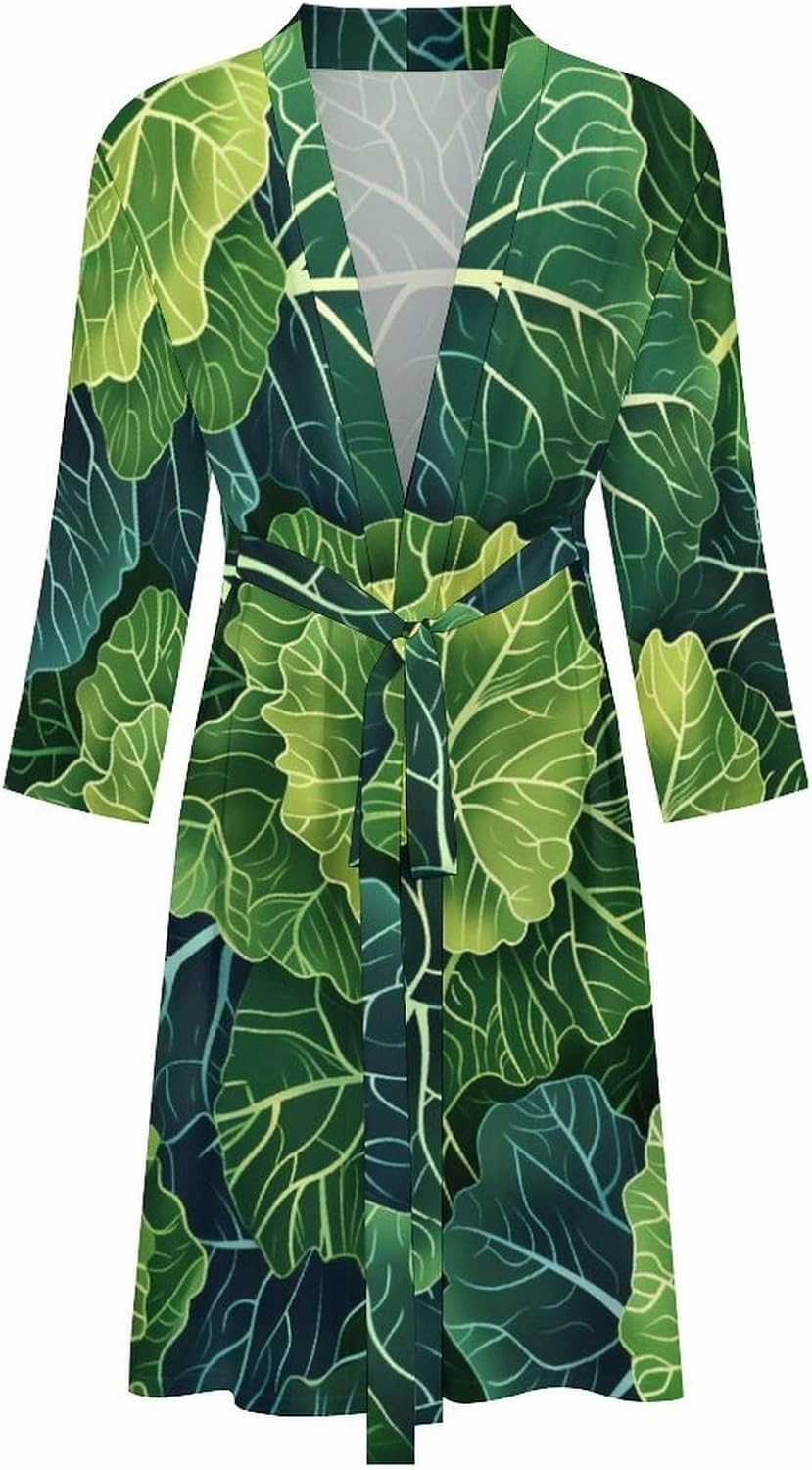 Fresh Green Cabbage Bathrobe Spa Robe Unisex Robes Sleepwear Loungewear Lightweight