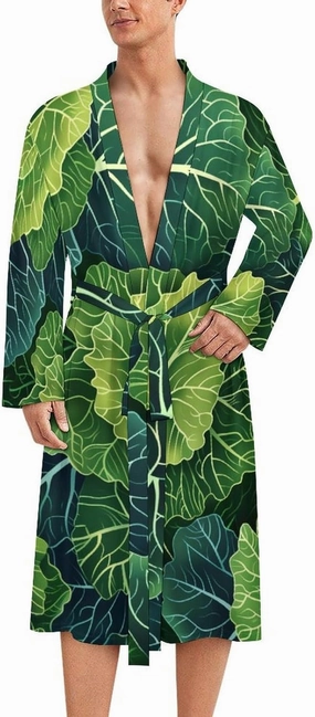 Fresh Green Cabbage Bathrobe Spa Robe Unisex Robes Sleepwear Loungewear Lightweight