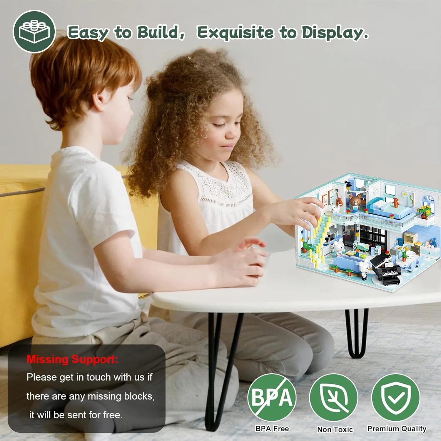 Friends House Building Block Set, Bear Room Small Brick Model, Creative Construction Mini Building Block Toy, Hobbies Christmas Birthday Gift for Teens Children Kids Boys Girls 8  1165 PCS