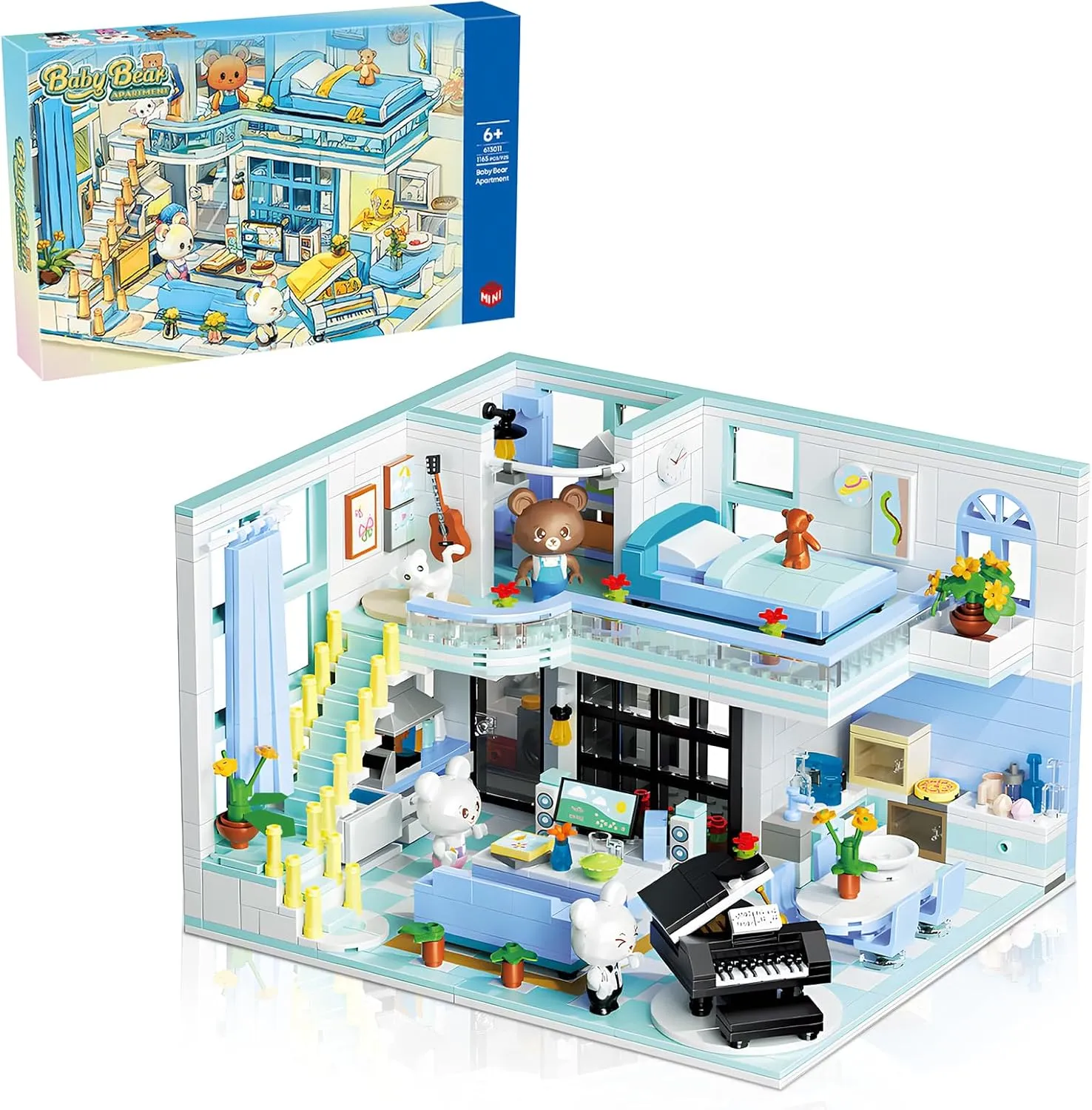 Friends House Building Block Set, Bear Room Small Brick Model, Creative Construction Mini Building Block Toy, Hobbies Christmas Birthday Gift for Teens Children Kids Boys Girls 8  1165 PCS