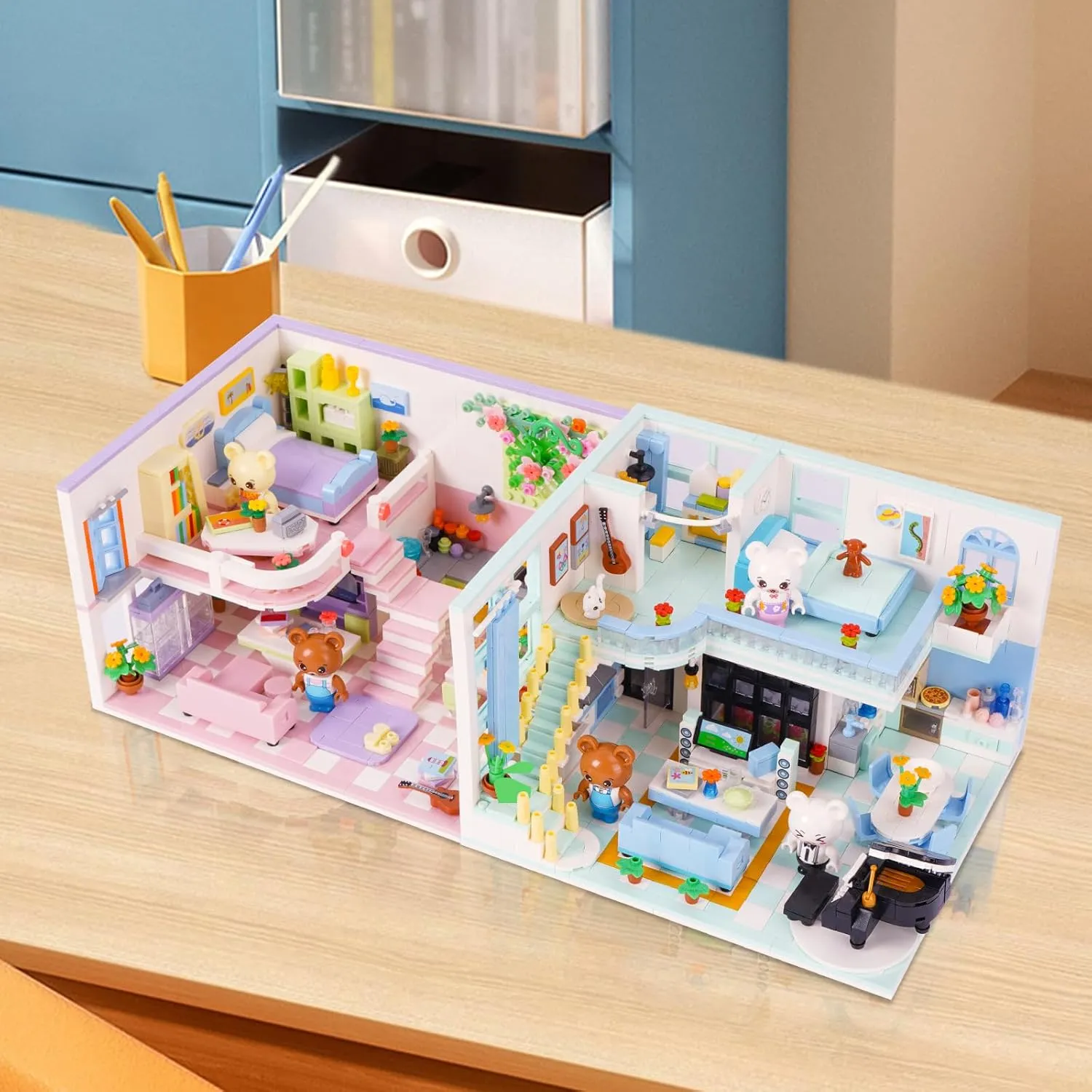 Friends House Building Block Set, Bear Room Small Brick Model, Creative Construction Mini Building Block Toy, Hobbies Christmas Birthday Gift for Teens Children Kids Boys Girls 8  1165 PCS