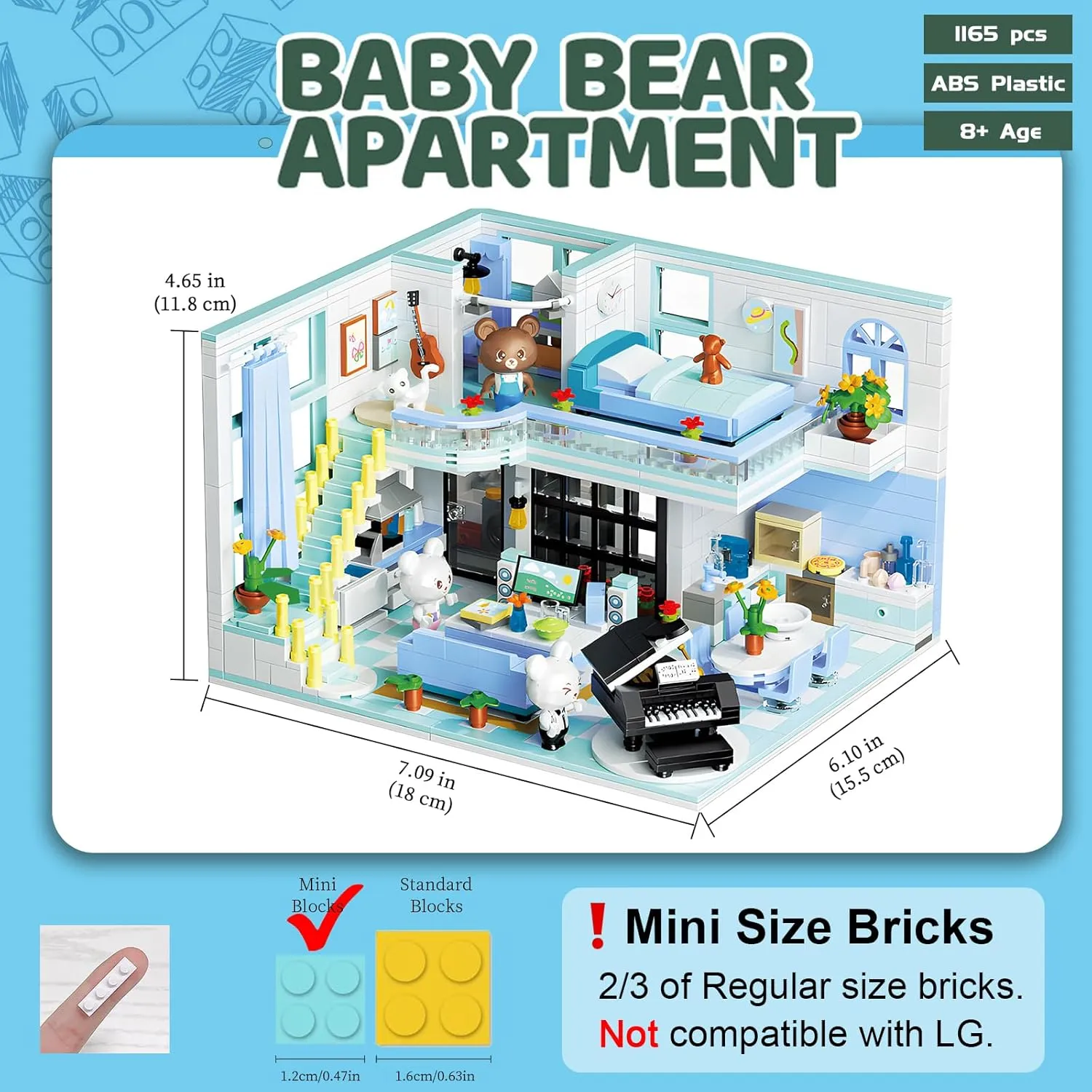 Friends House Building Block Set, Bear Room Small Brick Model, Creative Construction Mini Building Block Toy, Hobbies Christmas Birthday Gift for Teens Children Kids Boys Girls 8  1165 PCS