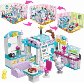 Friends 3-in-1 Dream House Building Blocks Set for Girls Ages 6-12, 194-Piece STEM Toy with 3 Design Styles, Creative Educational Gift Enhancing Fine Motor Skills & Creativity