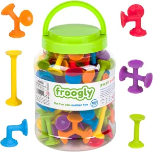 Froogly - 100 Piece Suction Toys - Montessori Bath & Construction Building Set - Silicone Toys for Toddlers & Kids Ages 3-6