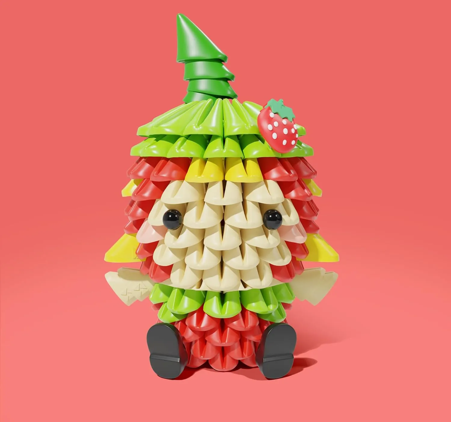 Fruity Friends- Soft Building Blocks, Cute 3D Fruit Figures kit Soft Assembling Building Toys Pressure-Relief Toy STEM Toys Creative Toys Interlocking Block Sets (1405-Strawberry Girl)