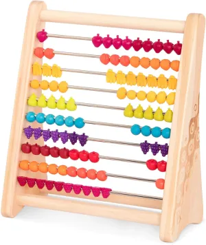 Fruity! Wooden Abacus for Kids Classic Math Learning Toy with 100 Beads Educational for Addition, Subtraction Numbers & Counting 18  Months