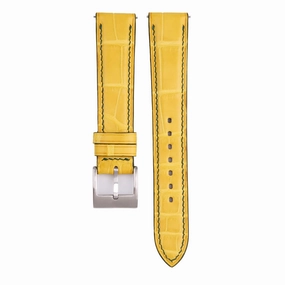Full Padded Yellow Alligator Leather Lining Brown Epsom Watch Strap for Men Women - Handmade Genuine Leather Watch Straps -16mm, 17mm, 18mm, 19mm, 20mm, 21mm, 22mm, 23mm & 24mm Watch Bands