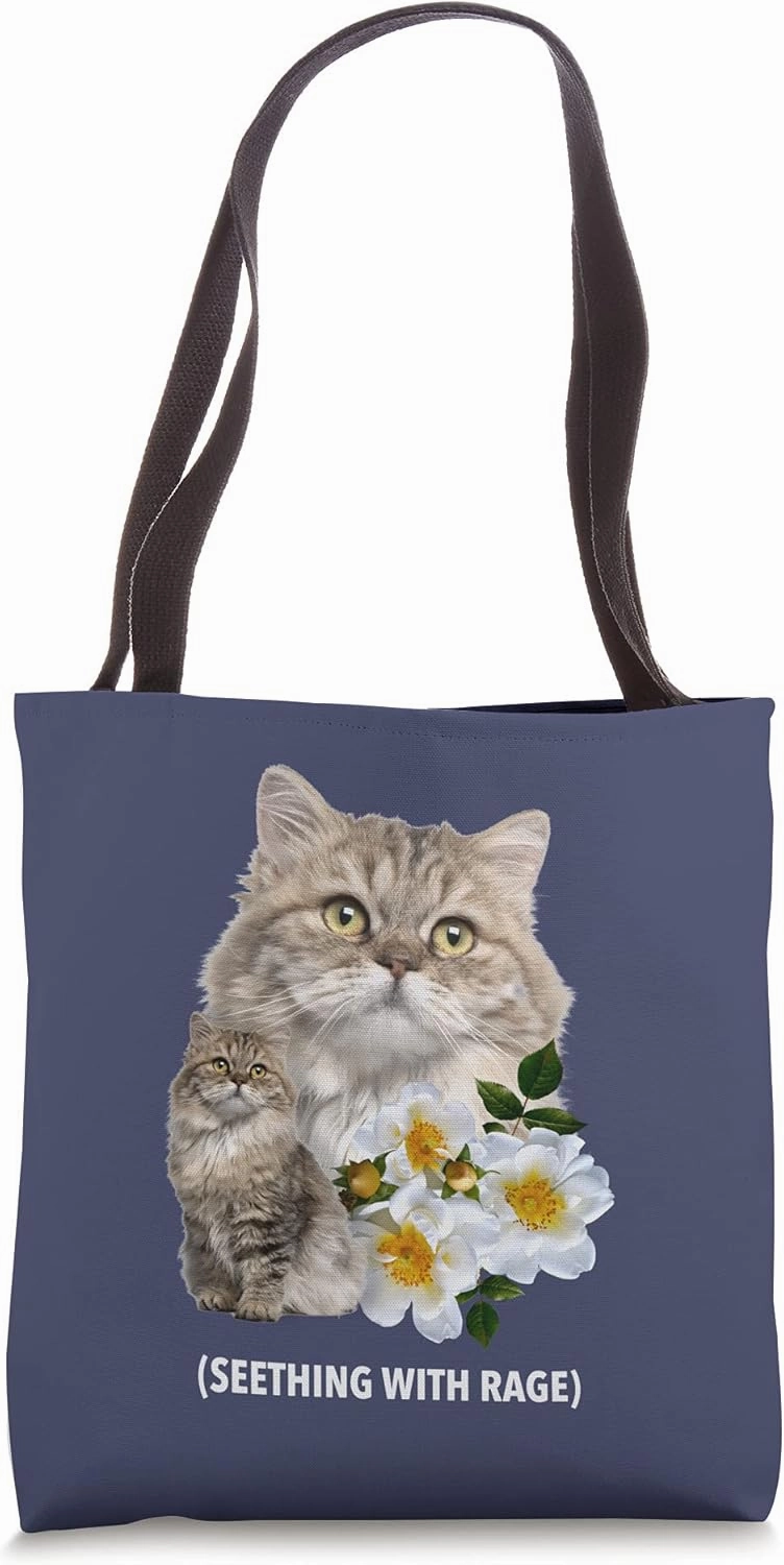 Funny Cat Seething with Rage Cute Sarcastic Kitty Feline Tee Tote Bag