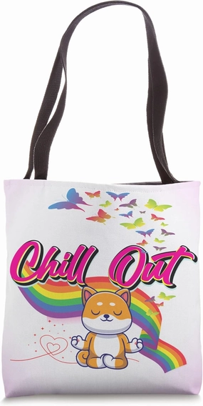 Funny Chill Out Cute Dog Meditate Meditation Graphic Gifts Tote Bag