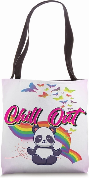 Funny Chill Out Cute Panda Meditate Meditation Graphic Gifts Tote Bag
