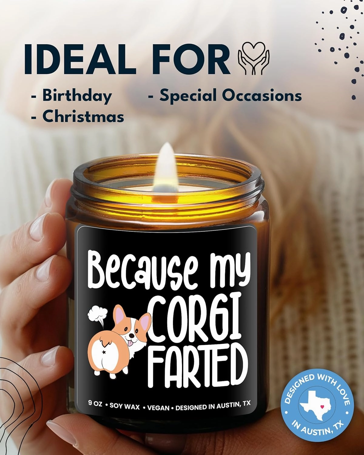 Funny Corgi Candle, Best Corgi Gifts for Pet Lovers Women & Men, Unique Pet-Themed Gifts for Him and Her, Cute Dog Lovers Gift for Girls, Ideal Presents for Birthday, Christmas, Gift-Ready