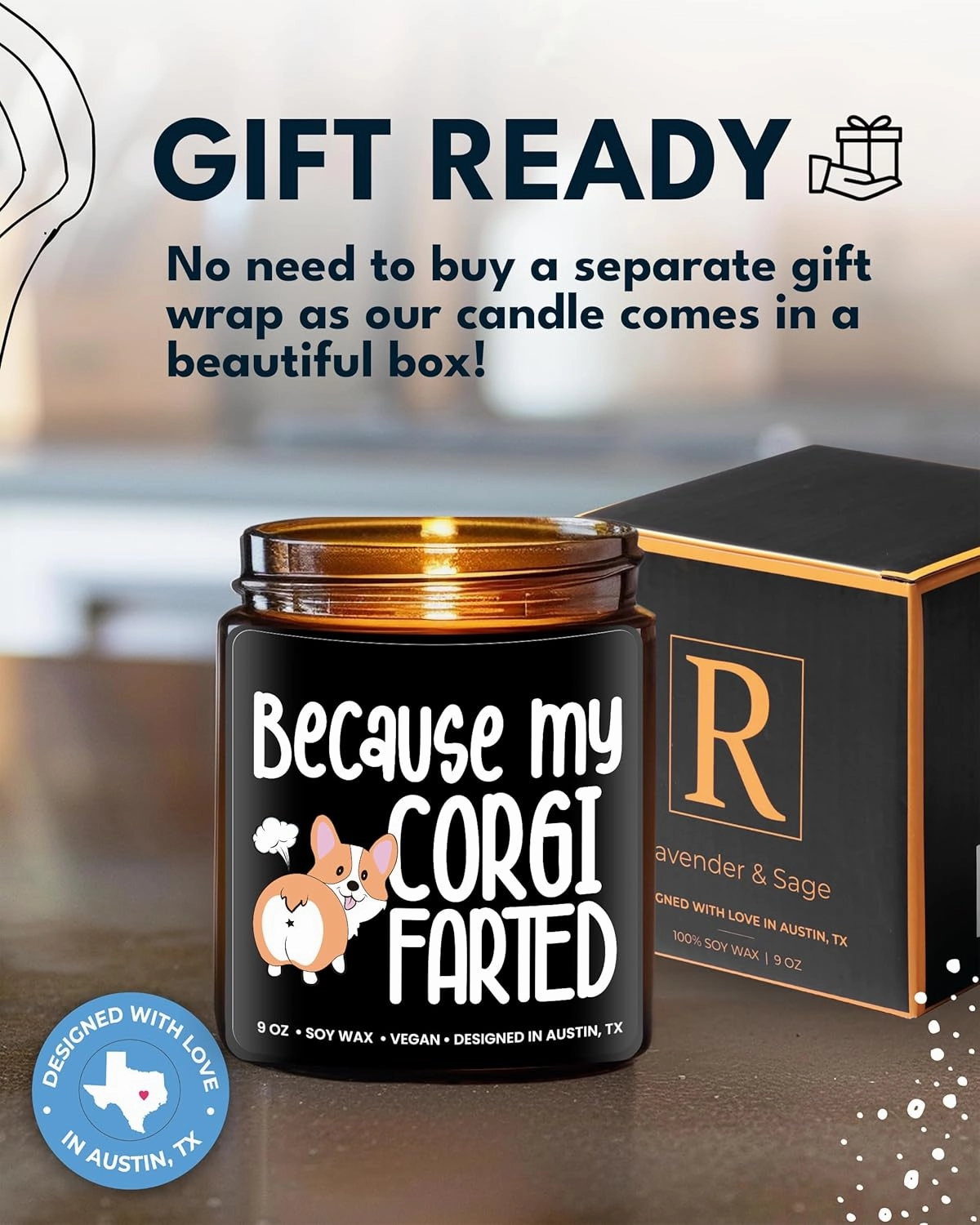 Funny Corgi Candle, Best Corgi Gifts for Pet Lovers Women & Men, Unique Pet-Themed Gifts for Him and Her, Cute Dog Lovers Gift for Girls, Ideal Presents for Birthday, Christmas, Gift-Ready