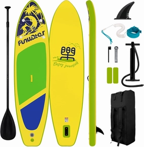 FunWater SUP Inflatable Stand Up Paddle Board Ultra-Light Inflatable Paddleboard with Accessories, Fin, Adjustable Paddle, Pump, Backpack, Leash