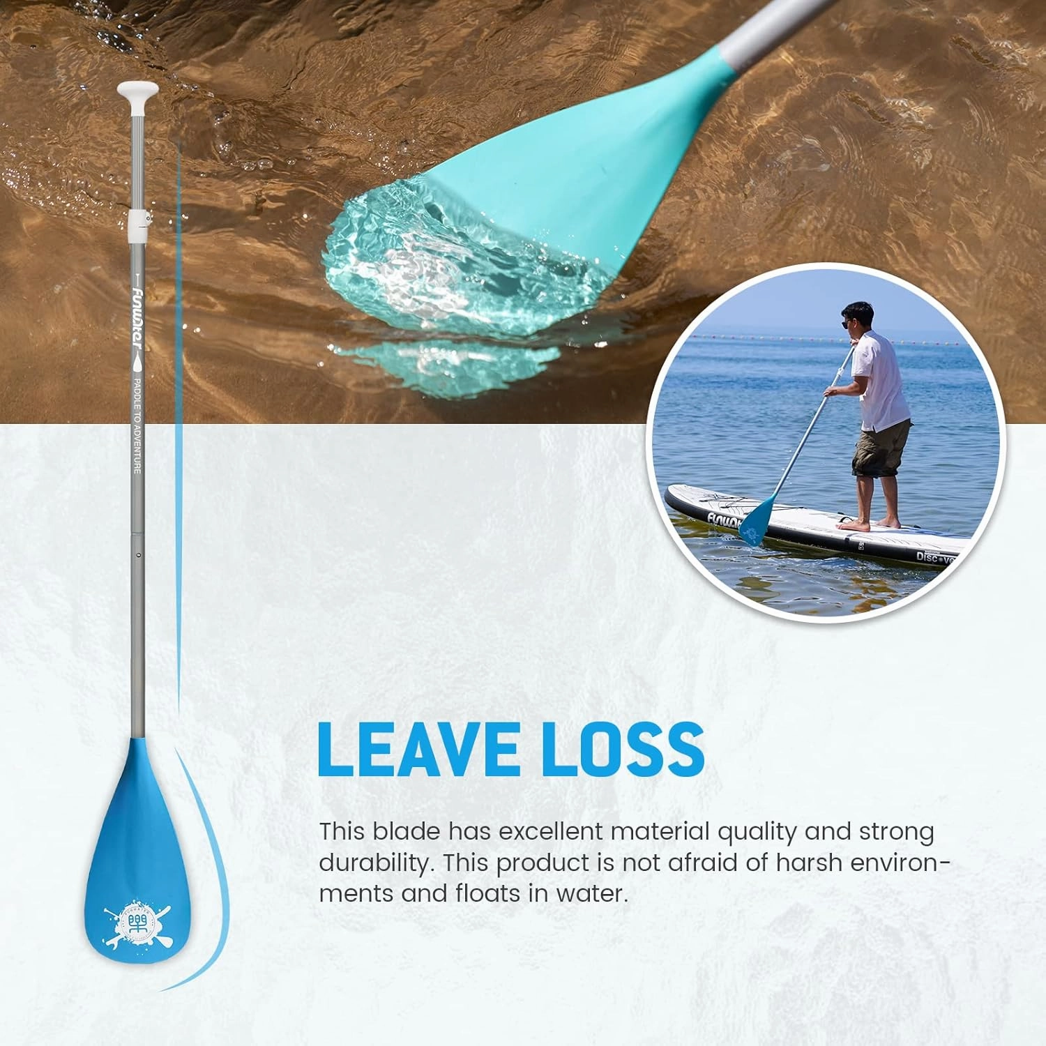 FunWater SUP Paddles - Adjustable Stand Up Paddle 3 Piece Floating Alloy Portable Paddle Board Paddles - Lightweight & Floating oars - Durable and Packable - Efficient Padding