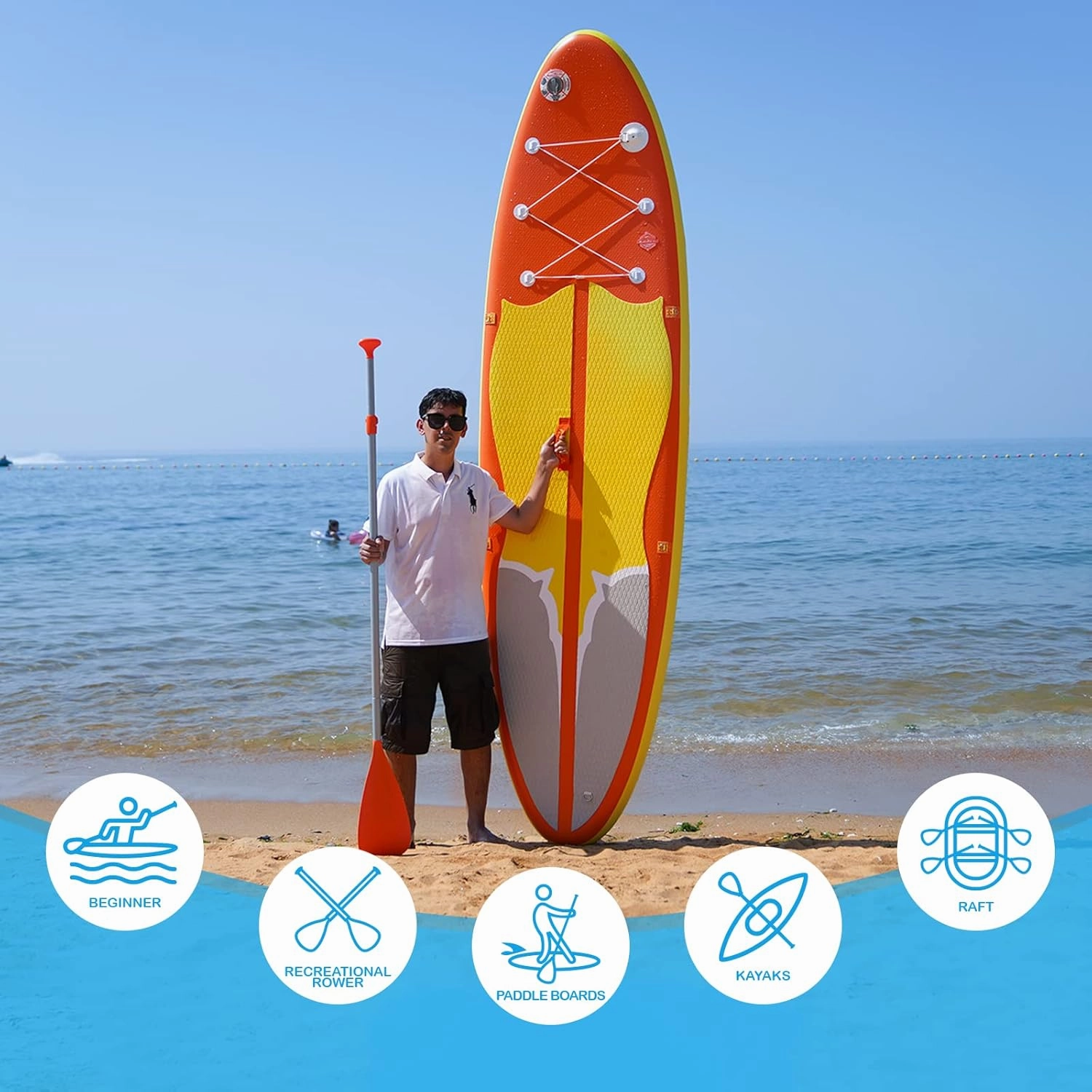 FunWater SUP Paddles - Adjustable Stand Up Paddle 3 Piece Floating Alloy Portable Paddle Board Paddles - Lightweight & Floating oars - Durable and Packable - Efficient Padding