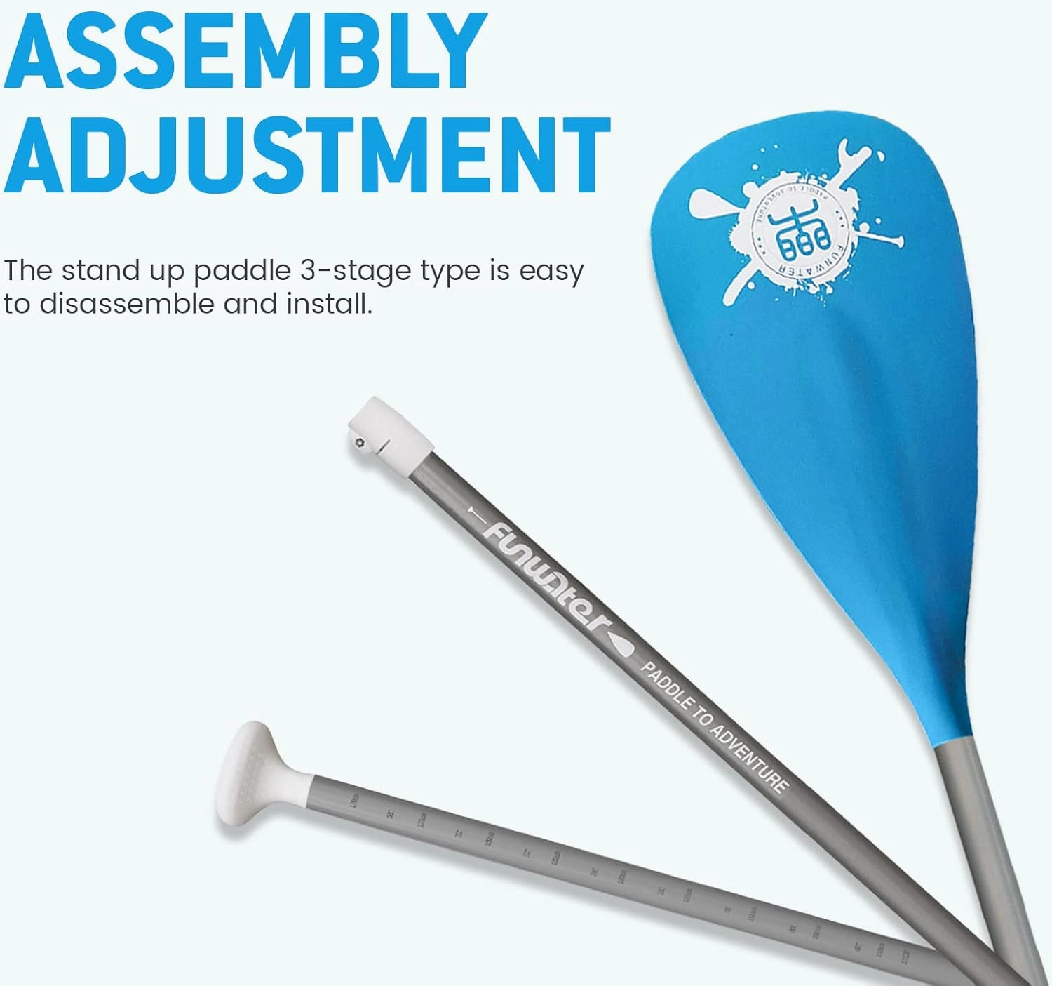 FunWater SUP Paddles - Adjustable Stand Up Paddle 3 Piece Floating Alloy Portable Paddle Board Paddles - Lightweight & Floating oars - Durable and Packable - Efficient Padding