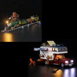 Funwhole Wild West Freight Train and Camper-Van Lighting Building-Bricks Set