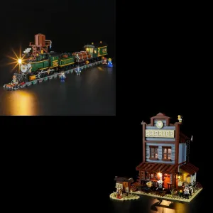 Funwhole Wild West Freight Train and Sheriff's Office Lighting Building-Bricks Set