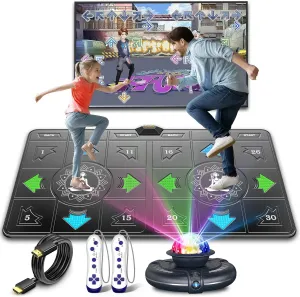 FWFX Dance Mat for Kids and Adults, Exercise & Fitness Dance Pad Game for TV, Double User Wireless Dancing Mat, Musical Electronic Dance Mats with HD Camera, for Girls & Boys Ages 6 