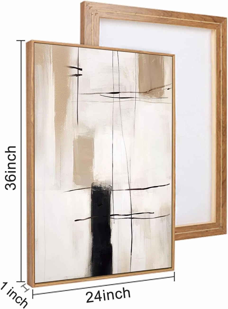 FWIEXA Modern Abstract Canvas Wall Art Set, Framed Neutral Wall Decor, Large Black White Wall Painting, Beige Cream 3 Panel 24x36 Inch Prints Artworks for Living Room, Bedroom, Dining Room, Office