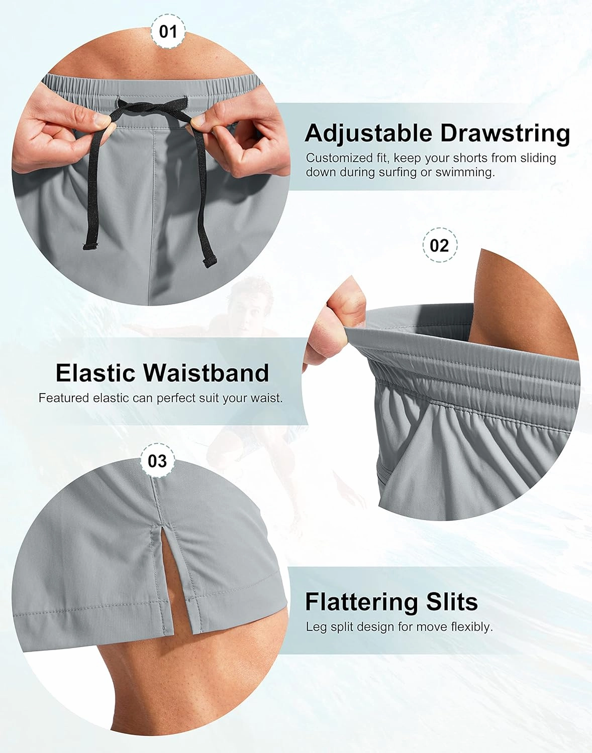 G Gradual Men's Swim Trunks Quick Dry Bathing Suit Beach Board Shorts for Men with Zipper Pockets and Mesh Lining