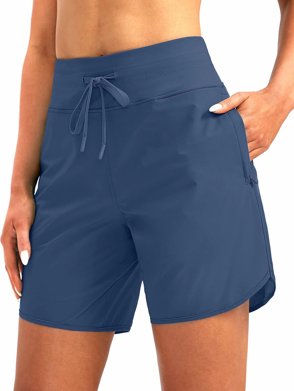 G Gradual Women's 7" Quick Dry High Waisted Swim Board Shorts with Zipper Pockets UPF 50  Beach Shorts for Women with Liner