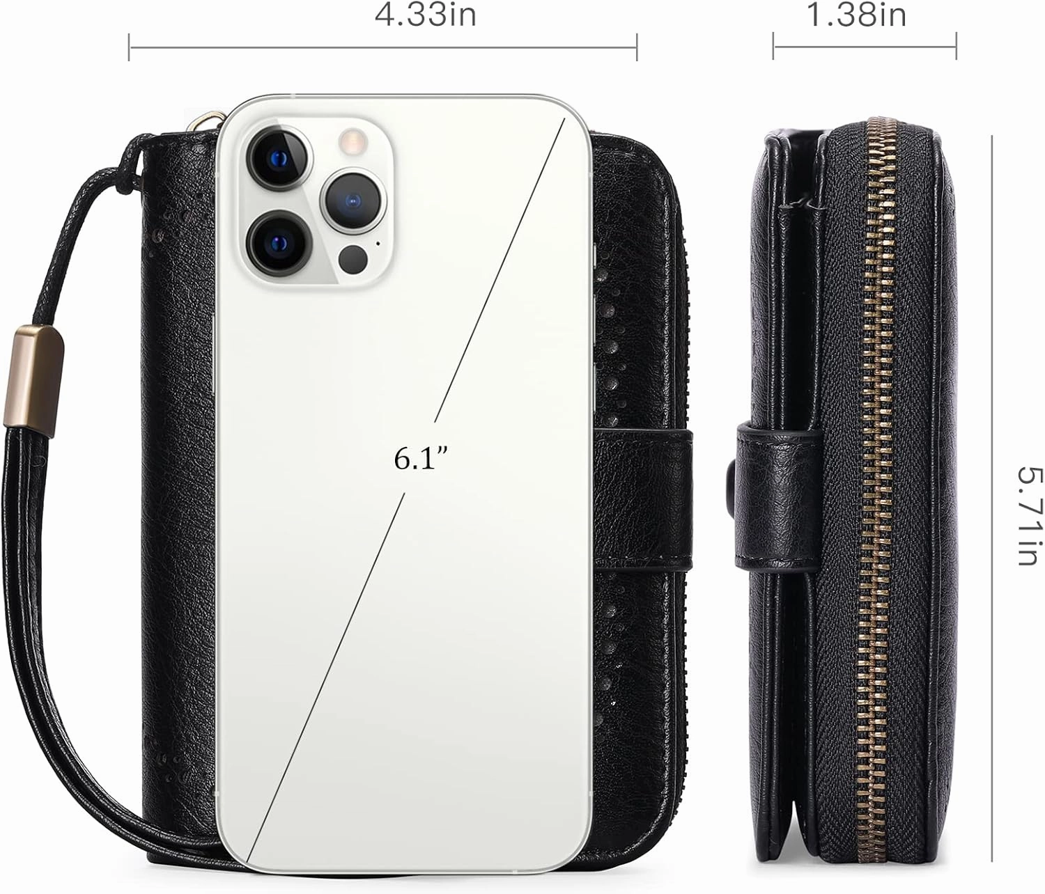 GAEKEAO Leather Credit Card Holder Wallet for Women RFID Blocking Large Capacity Bifold Zipper Card Case Organizer with Wristlet 32 Slots