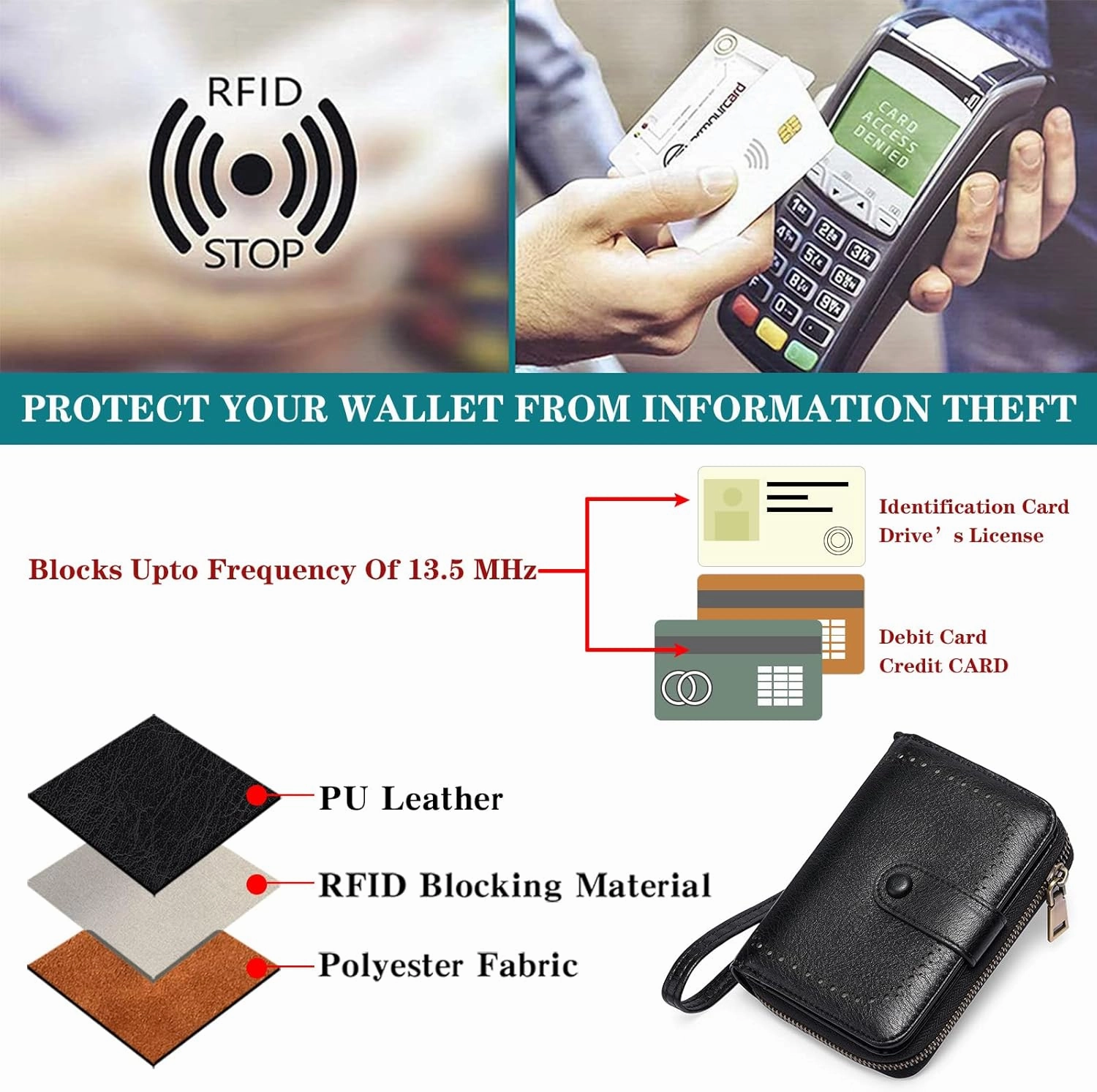 GAEKEAO Leather Credit Card Holder Wallet for Women RFID Blocking Large Capacity Bifold Zipper Card Case Organizer with Wristlet 32 Slots