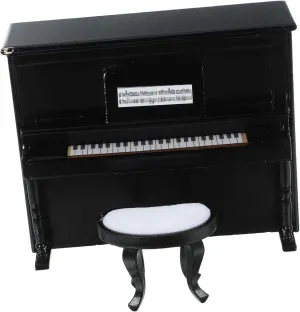 GALPADA 1 Set Miniature Piano and Stool for Dollhouse Upright Piano Model with Stool Mini House Furniture and Accessory for DIY Micro Landscapes and Creative Decor