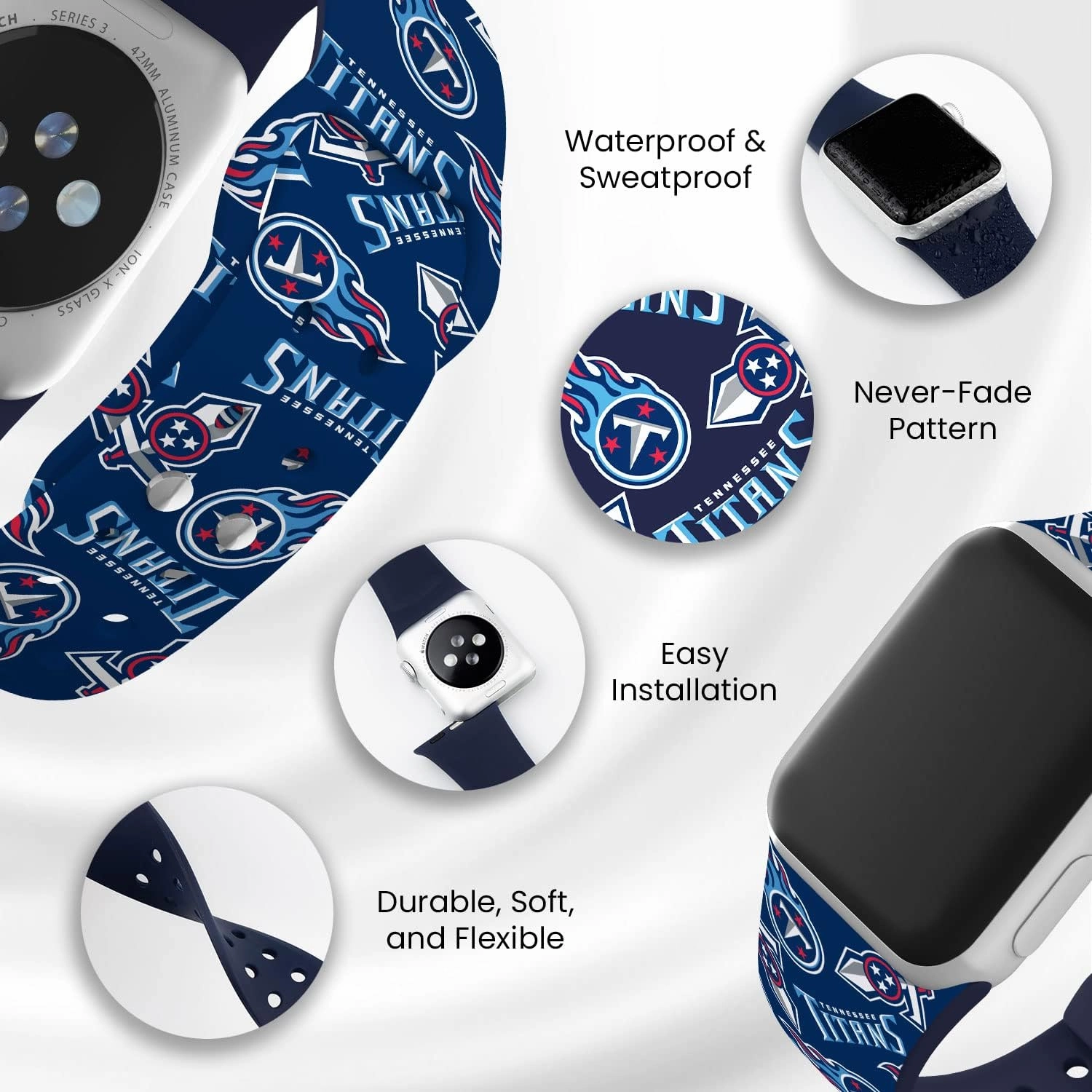 Game Time Tennessee Titans HD Watch Band Compatible with Apple Watch