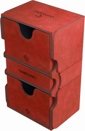 GameGenic Card Deck Box - Deck Convertible Red 200CT – Durable and Sturdy TCG, OCG Card Storage – Compatible with Pokemon Yugioh Commander and MTG Magic: The Gathering Cards