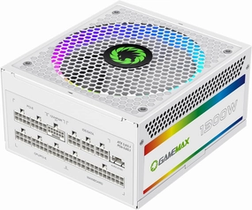 GAMEMAX 1300W Power Supply, ATX 3.0 & PCIE 5.0 Ready, 80  Platinum Certified, Addressable RGB with 5V Motherboard Sync, 100% Japanese Capacitors, Fully Modular, RGB-1300-White