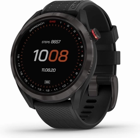 Garmin Approach S42, GPS Golf Smartwatch, Lightweight with 1.2" Touchscreen, 42k  Preloaded Courses, Gunmetal Ceramic Bezel and Black Silicone Band, 010-02572-10 (Renewed)