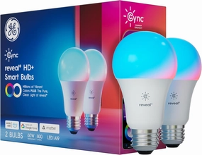 GE Cync A19 Smart LED Light Bulbs, Room Decor Aesthetic Color Changing WiFi Lights, LED Indoor Light Bulb, Compatible with Alexa and Google (2 Pack)