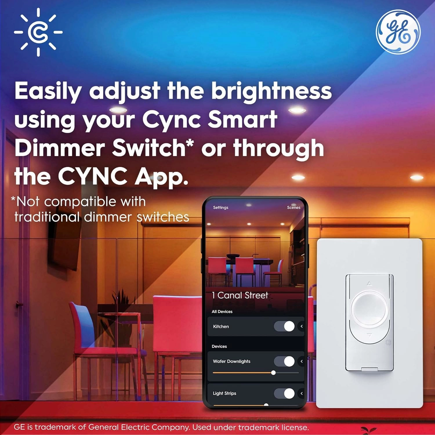 GE Cync Reveal HD  Smart LED Wafer Downlight, Color Changing LED Light, Works with Alexa and Google Home, Matter Compatible, No Recessed Lighting Housing Required, Ceiling Lights, 2 Inch (3 Pack)