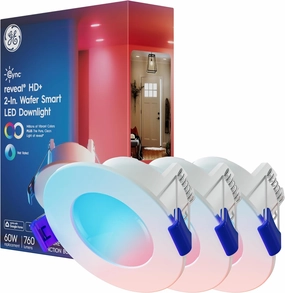 GE Cync Reveal HD  Smart LED Wafer Downlight, Color Changing LED Light, Works with Alexa and Google Home, Matter Compatible, No Recessed Lighting Housing Required, Ceiling Lights, 2 Inch (3 Pack)