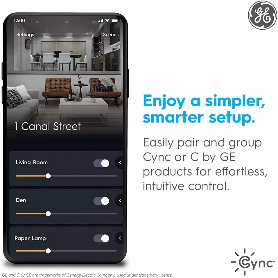 GE Cync Reveal HD  Smart LED Wafer Downlight, Color Changing LED Light, Works with Alexa and Google Home, Matter Compatible, No Recessed Lighting Housing Required, Ceiling Lights, 2 Inch (3 Pack)