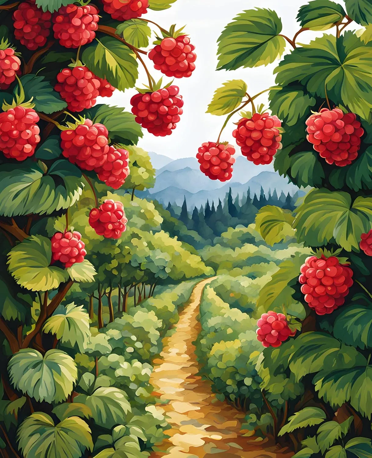 Generic A Raspberry Bush (3) - Van-Go Paint-by-Number Kit 40x50cm no frame