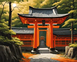 Generic Japan Collection PD (12) - Fushimi Inari-Taisha, Kyoto - Van-Go Paint-by-Number Kit 60x75cm DIY Frame